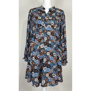 NEW Umgee Retro Hippie Boho Floral Mini Dress Size Large (10/12)